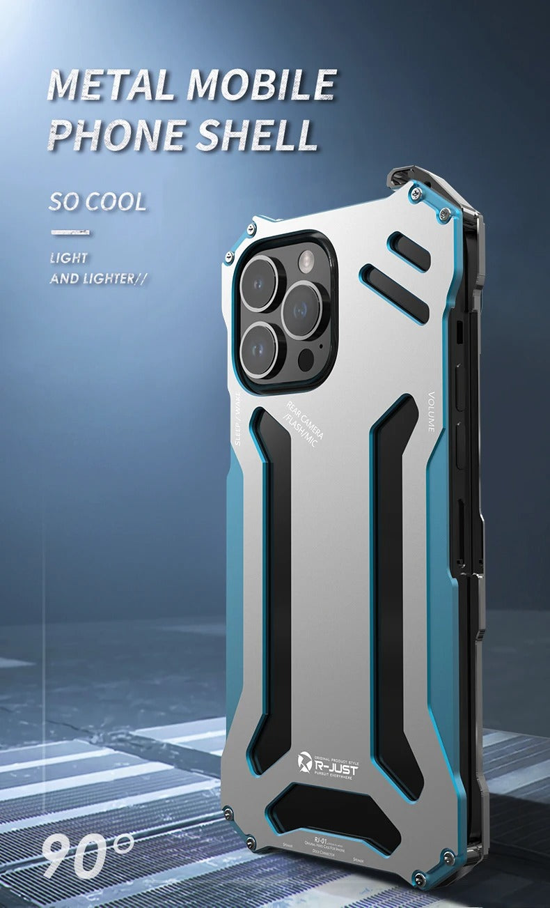 High Quality Apple iPhone Case, MagSafe Compatible, Camera Lens & Screen Protection, Ultra Thin, Shockproof, Magnetic Full All Around Cover – Hard Aluminum Metal Case with Shockproof Protection & Durable Design