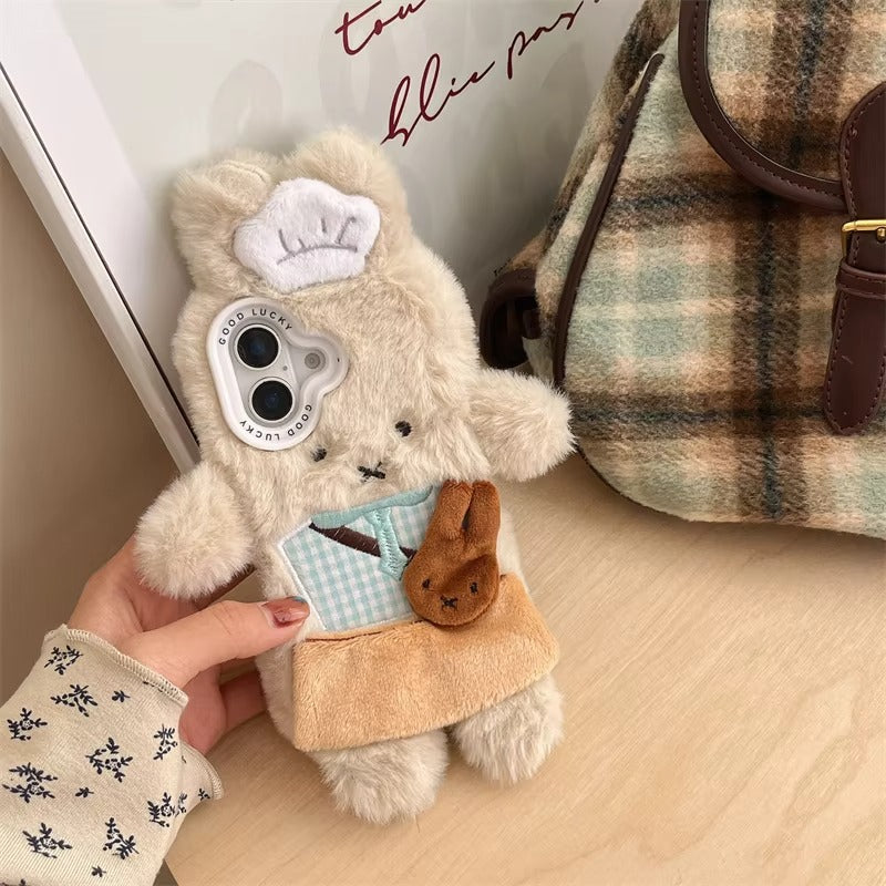 Luxury Apple iPhone Case, MagSafe Compatible, Camera Lens and Screen Protection, Ultra Thin, Shockproof, Magnetic, Full All Around Protection, Fluffy Rabbit Fur Cover