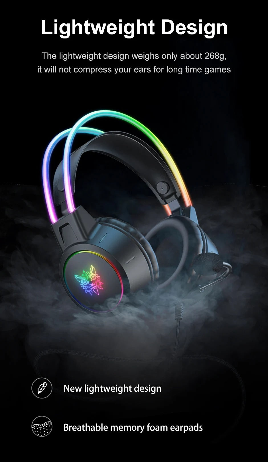 Premium Cat Ear Gaming Headset for iPhone & Mac – Wired Over-Ear Headphones with RGB Lights, Noise Streaming & Online Play