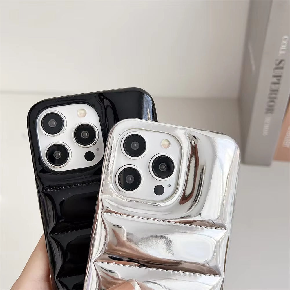 Luxury Apple iPhone Case, MagSafe Compatible, Camera Lens & Screen Protection, Ultra Thin, Shockproof, Magnetic Full All Around Cover – Down Jacket Style Silicone Case with Wrist Strap & Soft Finish