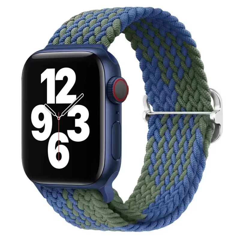 Premium Nylon Braided Solo Loop for Apple Watch – Adjustable Elastic Strap, Breathable Band for 40mm to 46mm Apple