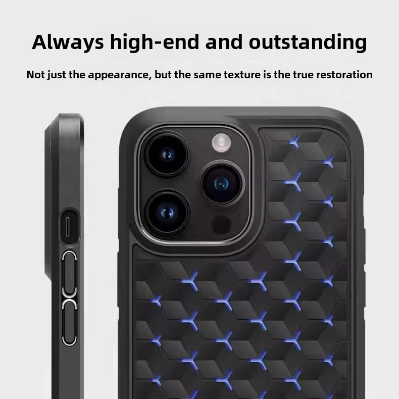 High Quality Apple iPhone Case, MagSafe Compatible, Camera Lens & Screen Protection, Ultra Thin, Shockproof, Magnetic Full All Around Cover – Mesh Honeycomb Silicone Case with Breathable Cooling & Heat Dissipation Design