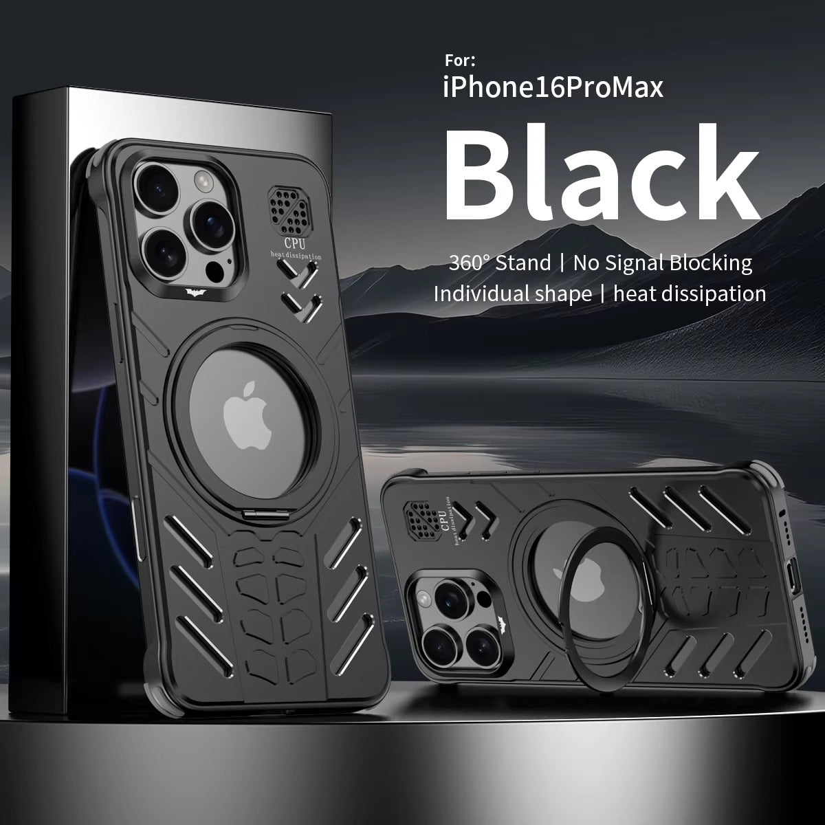 Luxury Apple iPhone Case, MagSafe Compatible, Camera Lens & Screen Protection, Ultra Thin, Shockproof, Magnetic Full All Around Cover – Hollow Aluminum Alloy Case with Magnetic Metal Holder, Stand & Heat Dissipation Design