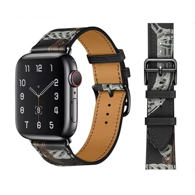 Luxury Genuine Leather Watch Band – Classic, Adjustable, Comfortable Strap for 40mm to 49mm Smartwatches, Men's and Women's