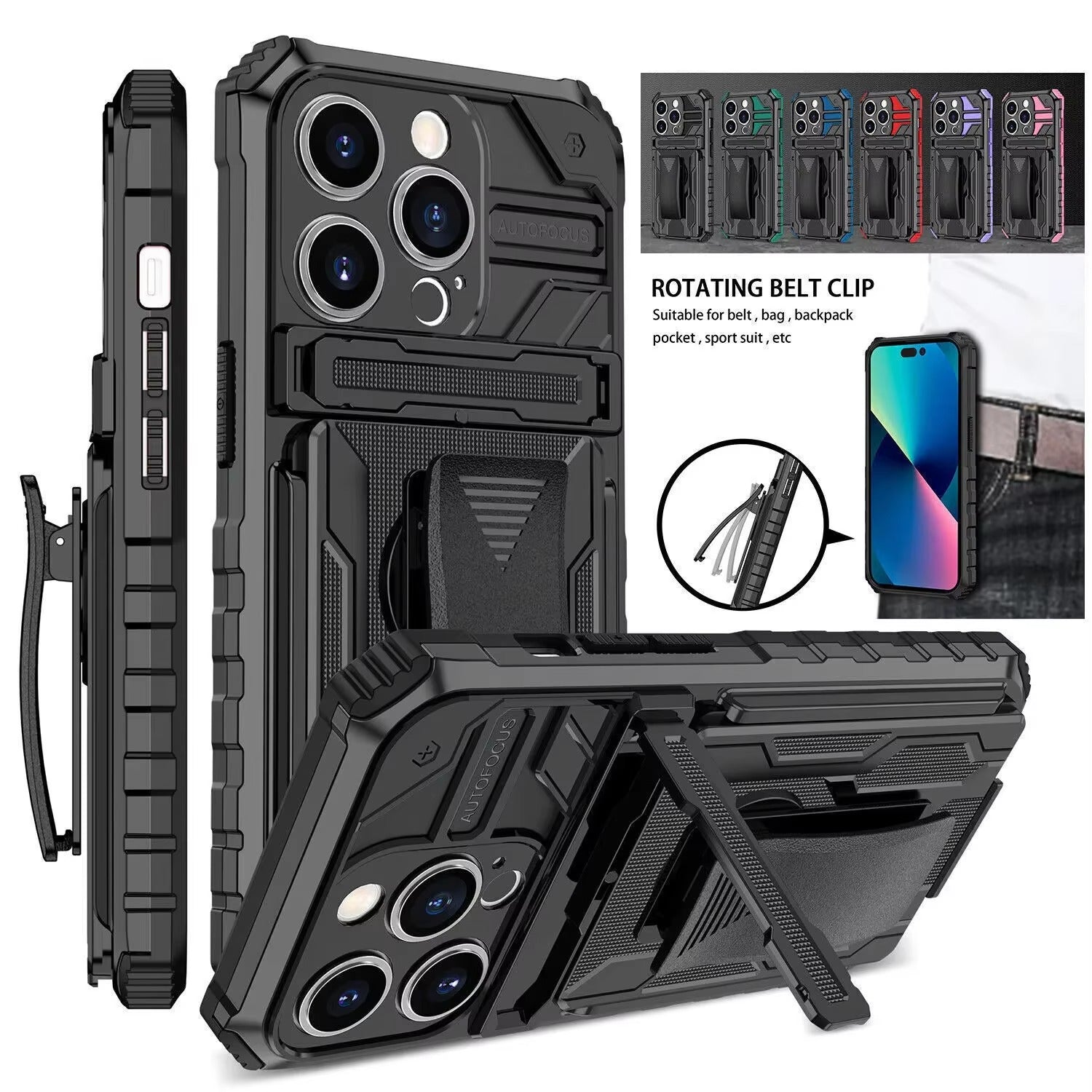 Robust Apple iPhone Case, MagSafe Compatible, Camera Lens & Screen Protection, Ultra Thin, Shockproof, Magnetic Full All Around Cover – Heavy Duty Armor Case with Kickstand, Holster & Belt Clip Attachment