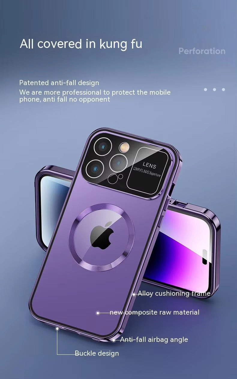 High Quality Apple iPhone Case MagSafe Compatible, Camera Lens & Screen Protection, Cover with Double Glass Window Design