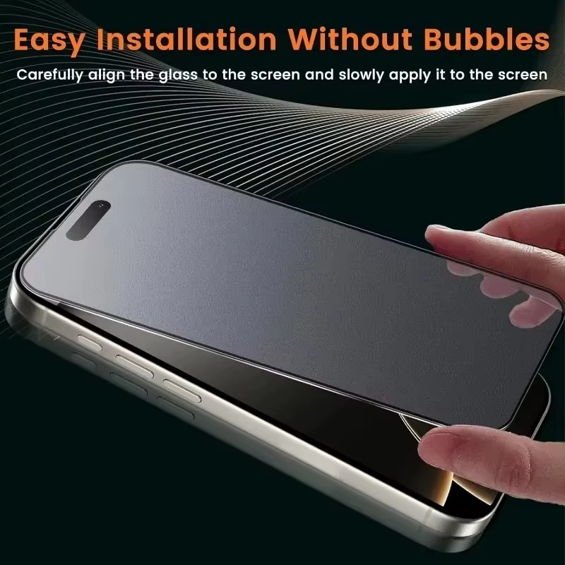 Premium Matte Privacy Screen Protector for iPhone – Anti-Spy Tempered Glass with Oleophobic Coating, Anti-Glare Protection and Easy Installation Frame