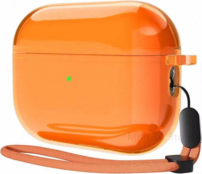 Clear Soft TPU Case with Lanyard for AirPods Pro 2, 4, 3, 2 – Lightweight Transparent Cover, Shockproof Earphone Accessories, Anti-Scratch Protective Funda