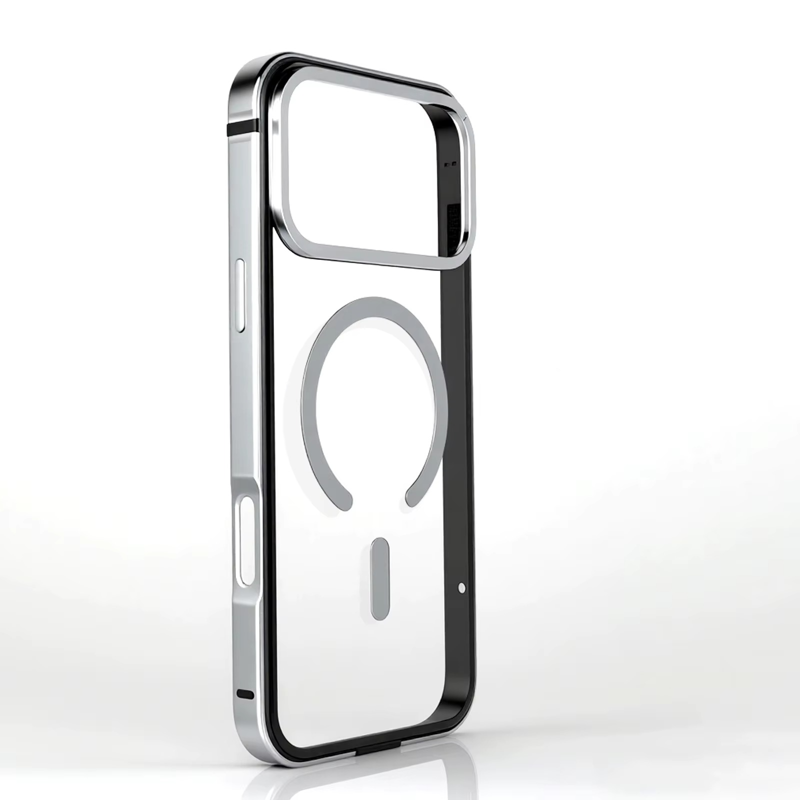 Premium Aluminum Frame iPhone Case – MagSafe Compatible Magnetic Protective Cover with HD Transparent Backplate, Shockproof Protection and Camera Lens Guard