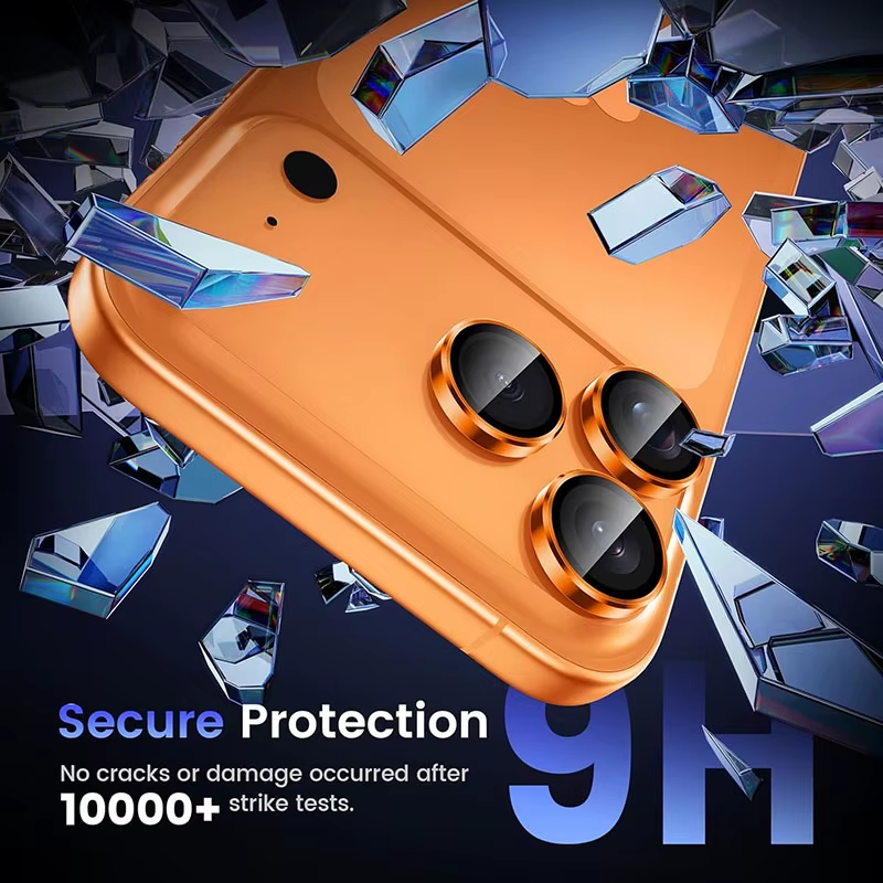Premium Metal Camera Lens Protector – Tempered Glass Lens Cover Ring with Scratch Resistance, Shock Protection, Anti-Dust Coating and Precision Camera Protection