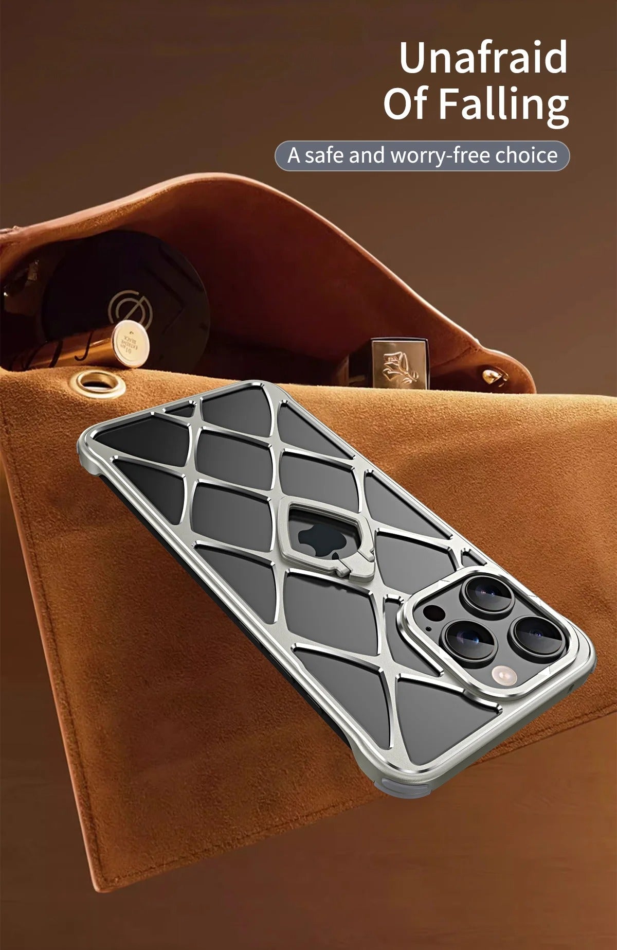 Luxury Apple iPhone Case, MagSafe Compatible, Camera Lens & Screen Protection, Ultra Thin, Shockproof, Magnetic Full All Around Cover – Ultra-Light Metal Bracket Case with Heat Dissipation & Shockproof Design