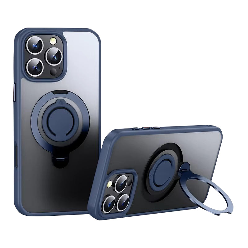 Luxury Apple iPhone Case MagSafe Compatible, Camera Lens & Screen Protection, Cover with 360° Ring Stand & Frosted Finish