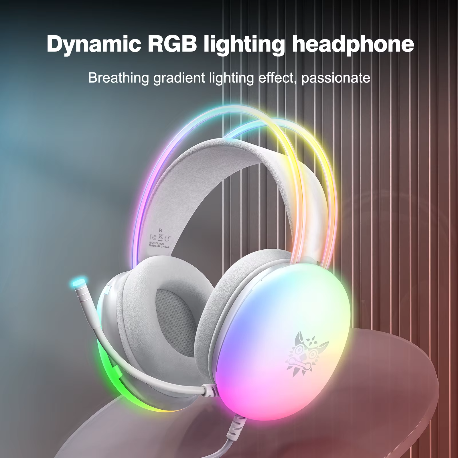 Premium, RGB Gaming Headset with Microphone Full RGB Lighting Comfortable Over-Ear Headphones for Apple Devices and PC Gamers