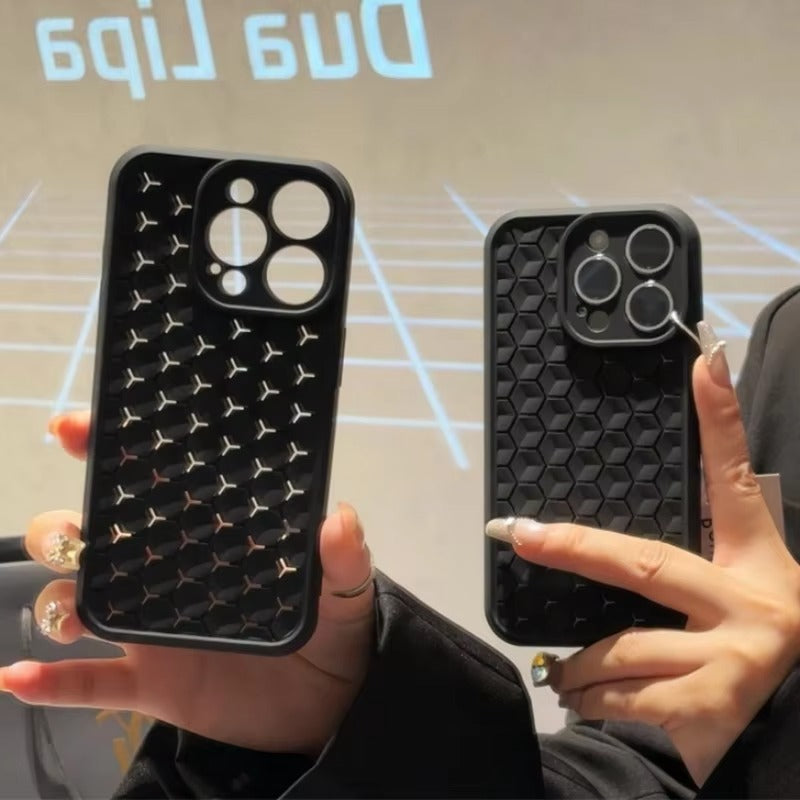 High Quality Apple iPhone Case, MagSafe Compatible, Camera Lens & Screen Protection, Ultra Thin, Shockproof, Magnetic Full All Around Cover – Mesh Honeycomb Silicone Case with Breathable Cooling & Heat Dissipation Design