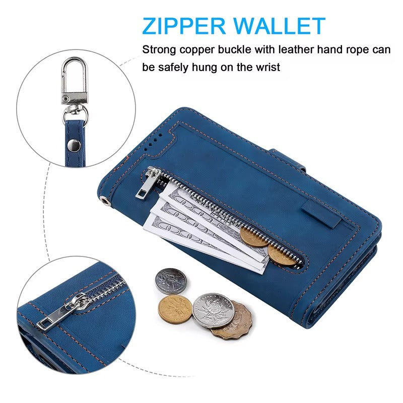 Luxury Leather Apple iPhone Case,Ultra Thin Magnetic Shockproof Full Protection Cover with Flip Wallet Design