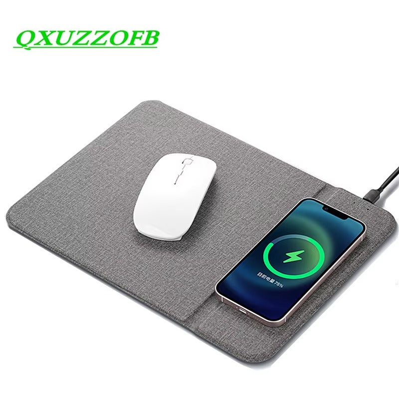 Premium, 2-in-1 Mouse Pad with Qi Wireless Charging – PU Leather Desk Mat with Phone Holder, USB Type-C Compatible