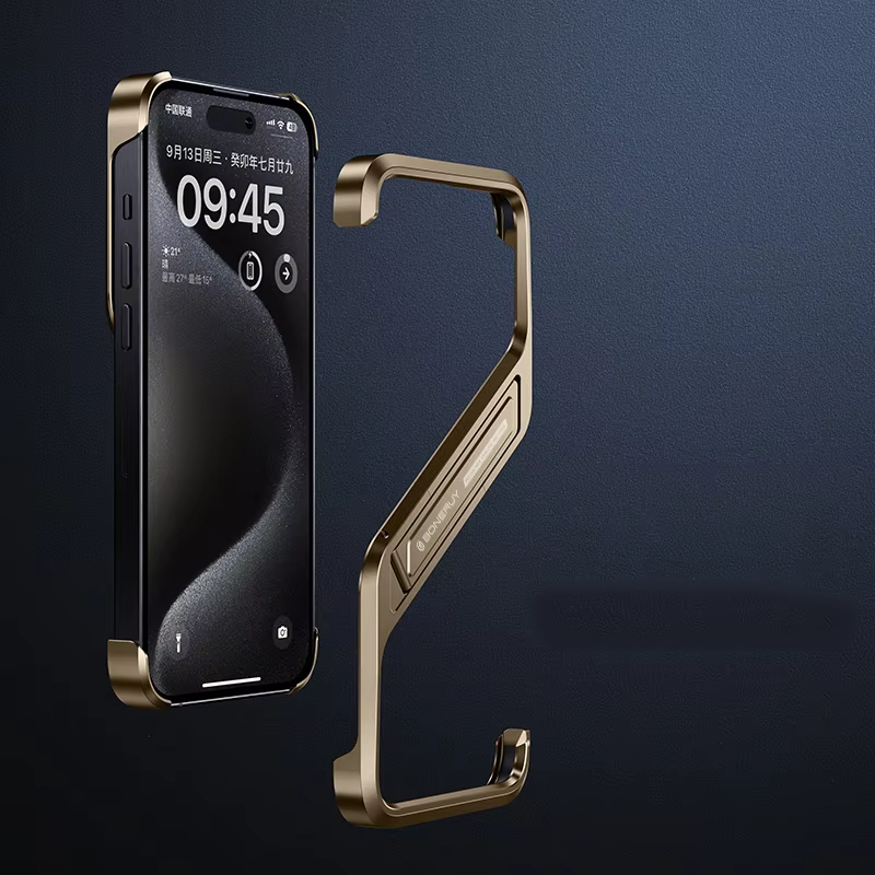 Premium Apple iPhone Case, MagSafe Compatible, Camera Lens & Screen Protection, Ultra Thin, Shockproof, Magnetic Full All Around Cover – Rimless Aluminum S-Type Case with Invisible Stand & Heat Dissipation Shell