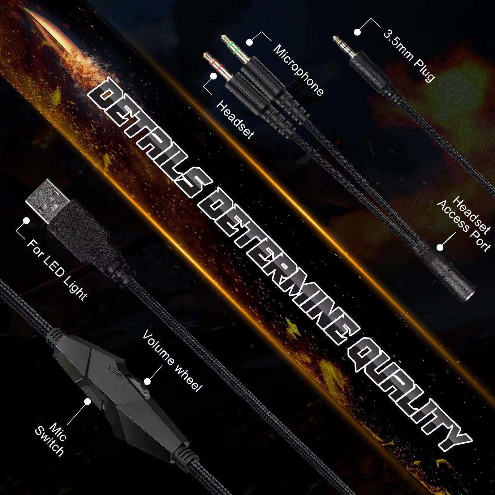 High Quality, Wired Gaming Headset with Microphone Stereo Over-Ear with Clear Sound for Apple Devices and Gaming Consoles