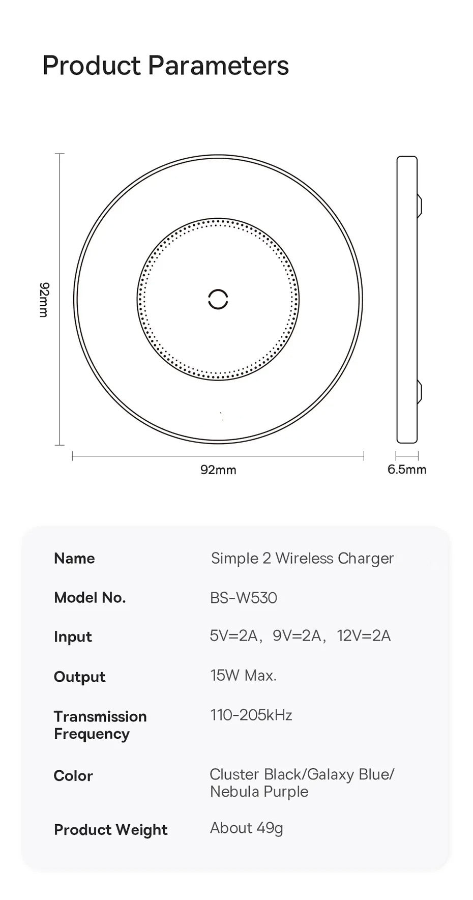 Premium 15W Wireless Charger Pad – Fast Qi Charging for iPhone, AirPods, Samsung, Xiaomi, LG, Clear Design, Type-C Cable, Charging Indicator