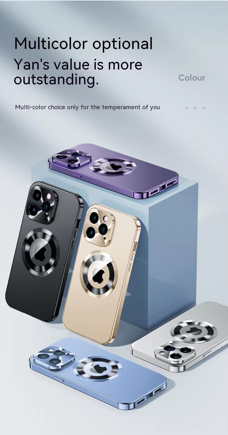 High Quality Apple iPhone Case Ultra Thin Shockproof Magnetic Full All Around Protection Cover with Frosted Glass Metal Lens