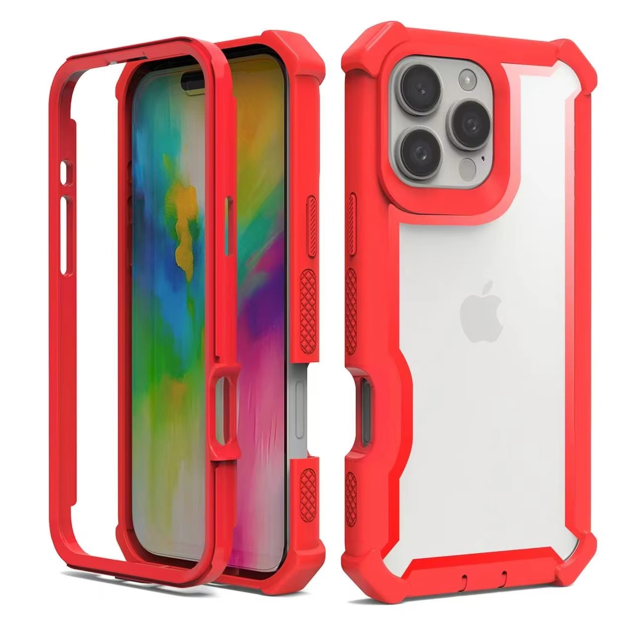Robust Apple iPhone Case, MagSafe Compatible, Camera Lens & Screen Protection, Ultra Thin, Shockproof, Magnetic Full All Around Cover – Rugged Hybrid TPU Case with Transparent Silicone Back & Hard PC Bumper Frame
