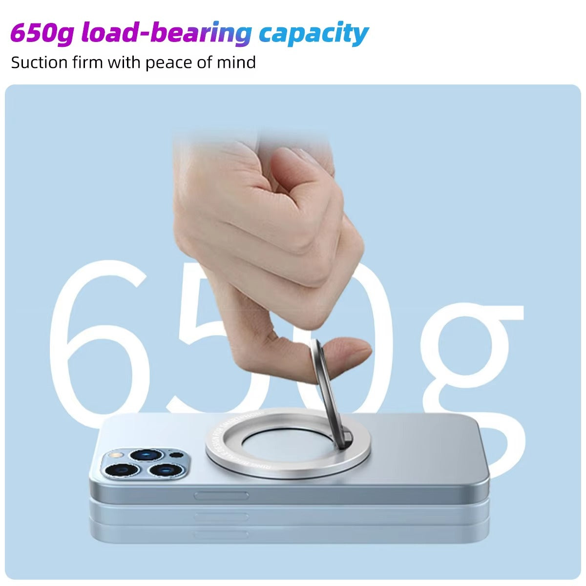 Premium, Magnetic Phone Ring Holder for MagSafe – Detachable, 360° Rotating Grip Stand, Compatible with Apple iPhone