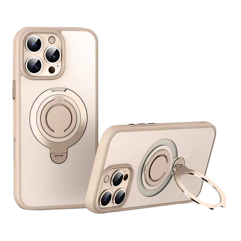 Luxury Apple iPhone Case MagSafe Compatible, Camera Lens & Screen Protection, Cover with 360° Ring Stand & Frosted Finish