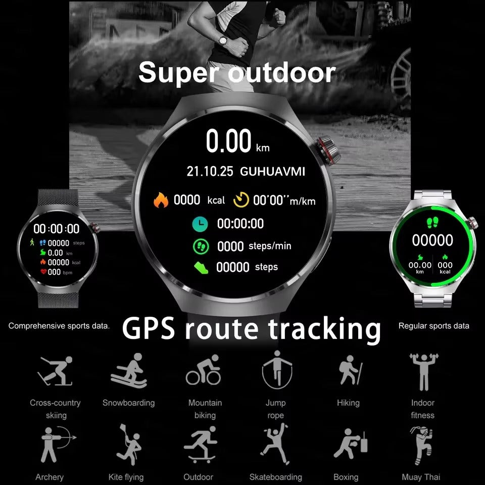 NFC GPS Smartwatch for Men – 1.6" AMOLED Display, Bluetooth Calling, Health & Fitness Tracker, Sleep Monitor, IP68 Waterproof, Long Battery Life, Voice Assistant