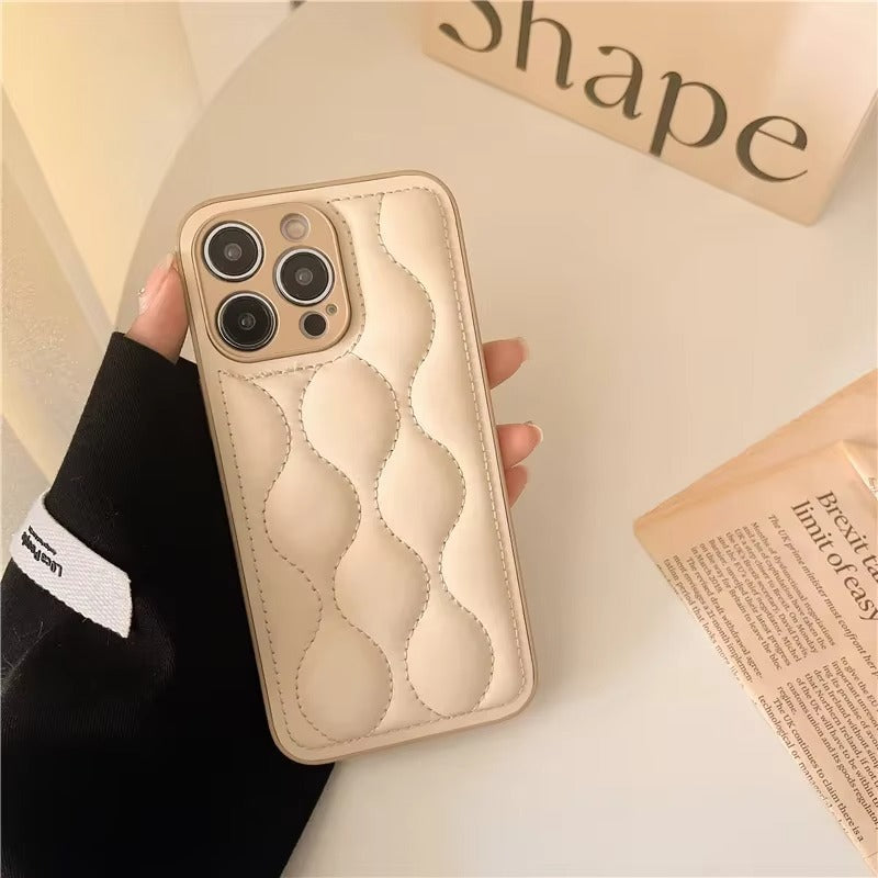 Luxury 3D Texture Apple iPhone Case, MagSafe Compatible, Ultra Thin Magnetic with Solid Color Silicone Bumper and Wavy Design