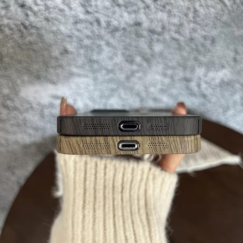 Premium Apple iPhone Case, MagSafe Compatible, Camera Lens and Screen Protection, Ultra Thin, Shockproof, Magnetic, Full All Around Protection, Wood Pattern Plastic Cover