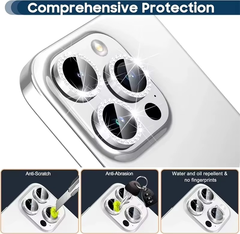 Premium Metal Camera Lens Protector – Tempered Glass Lens Cover Ring with Scratch Resistance, Shock Protection, Anti-Dust Coating and Precision Camera Protection