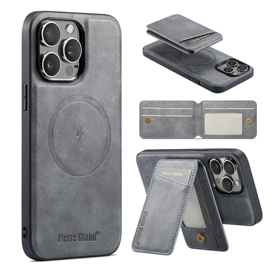 Luxury 2-in-1 Detachable Wallet iPhone Case – Magnetic Card Holder, MagSafe Compatible, Shockproof Protection, Premium Leather Cover for iPhone Models
