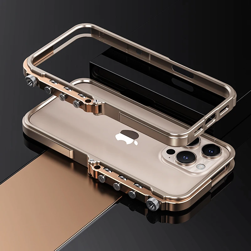 Luxury Aluminum Alloy Armor Frame iPhone Case – 360° Mechanical Metal Bumper for iPhone Models, Durable and Stylish Design