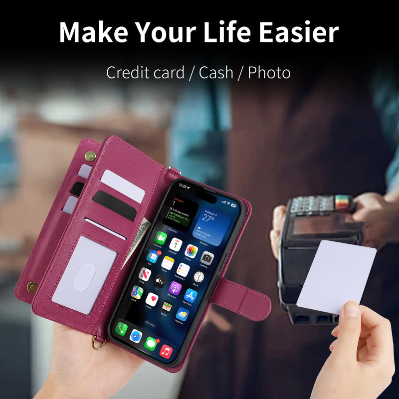 Luxury Crossbody Wallet iPhone Case – Fashion Shoulder Strap, Magnetic Closure, Card Holder and Premium Protection for iPhone