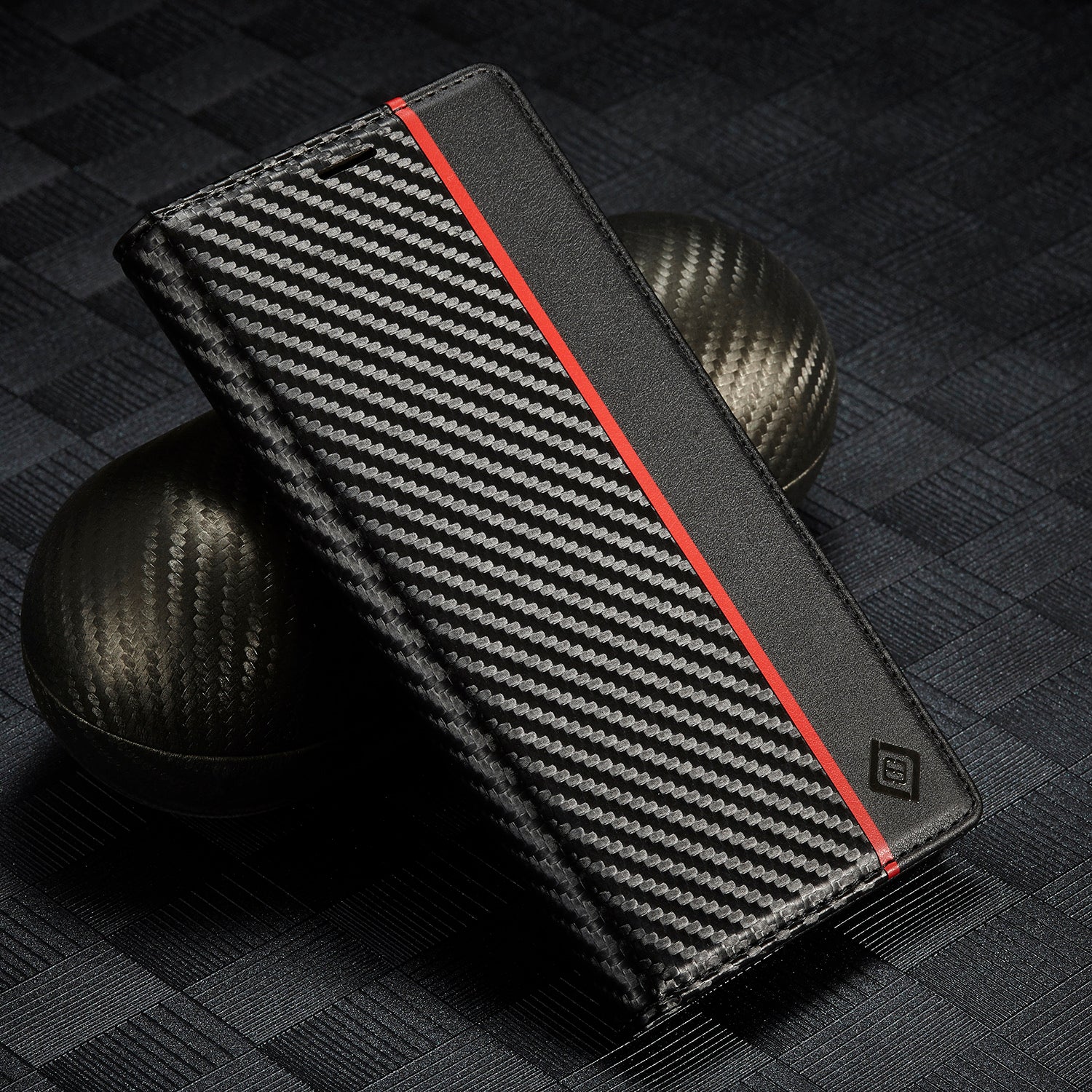 Luxury Carbon Fiber Leather Wallet iPhone Case – Magnetic Flip Cover, Card Holder, Shockproof Protection, Durable for iPhone