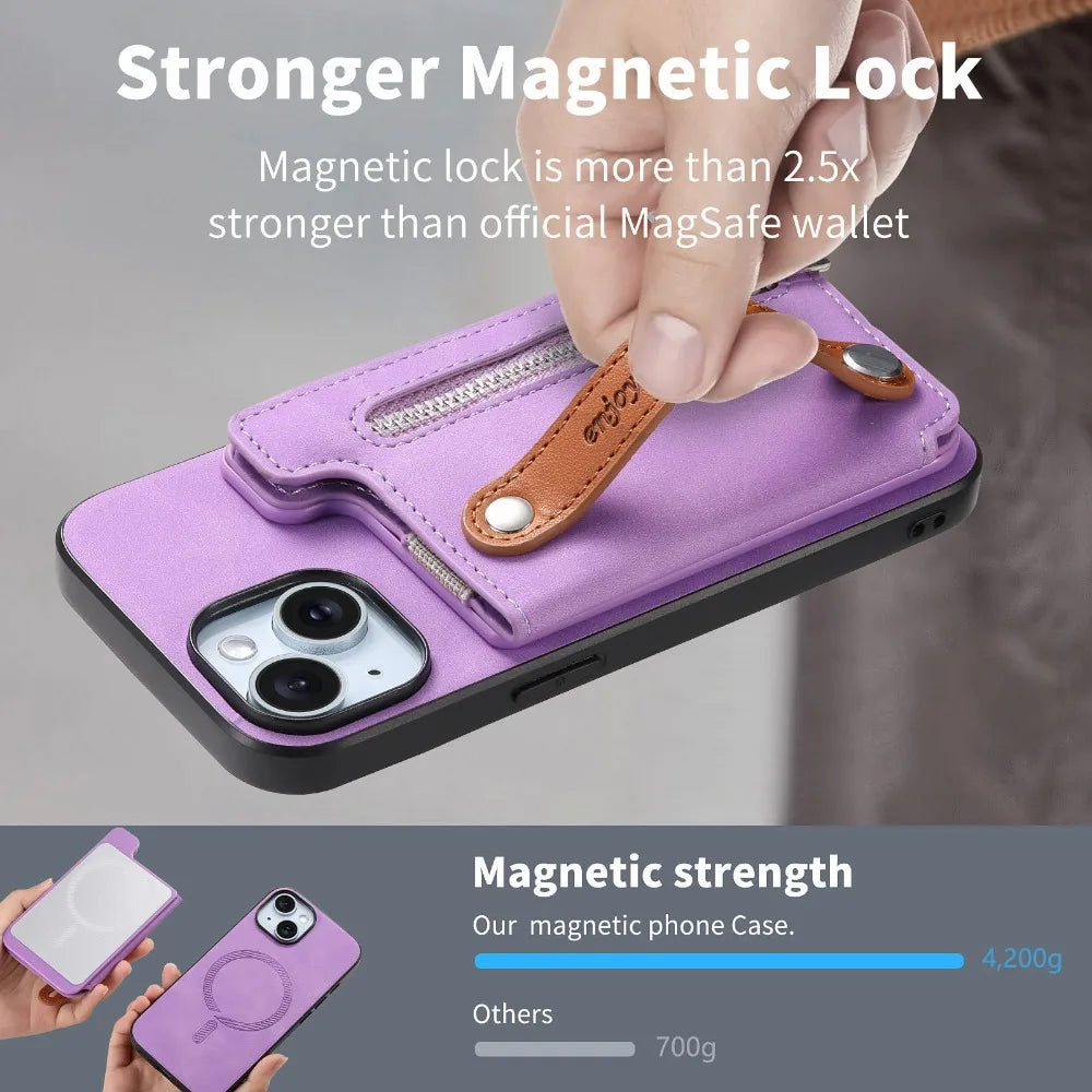 Luxury Detachable Zipper Wallet iPhone Case – Magnetic Flip Cover with Card Slots, and Protection for Ultimate Convenience