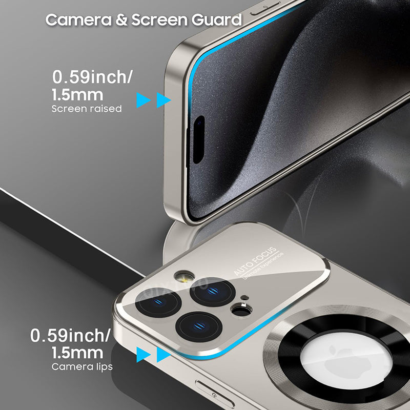 Luxury Magnetic iPhone Case - Matte Finish, MagSafe Compatible, Shockproof with Camera Lens Protection,
