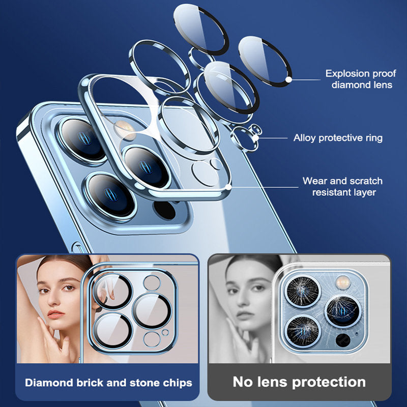 Luxury Plating Transparent Silicone Case – High Quality, Shockproof, Ultra Slim, HD Lens Protection, Durable Soft Cover,