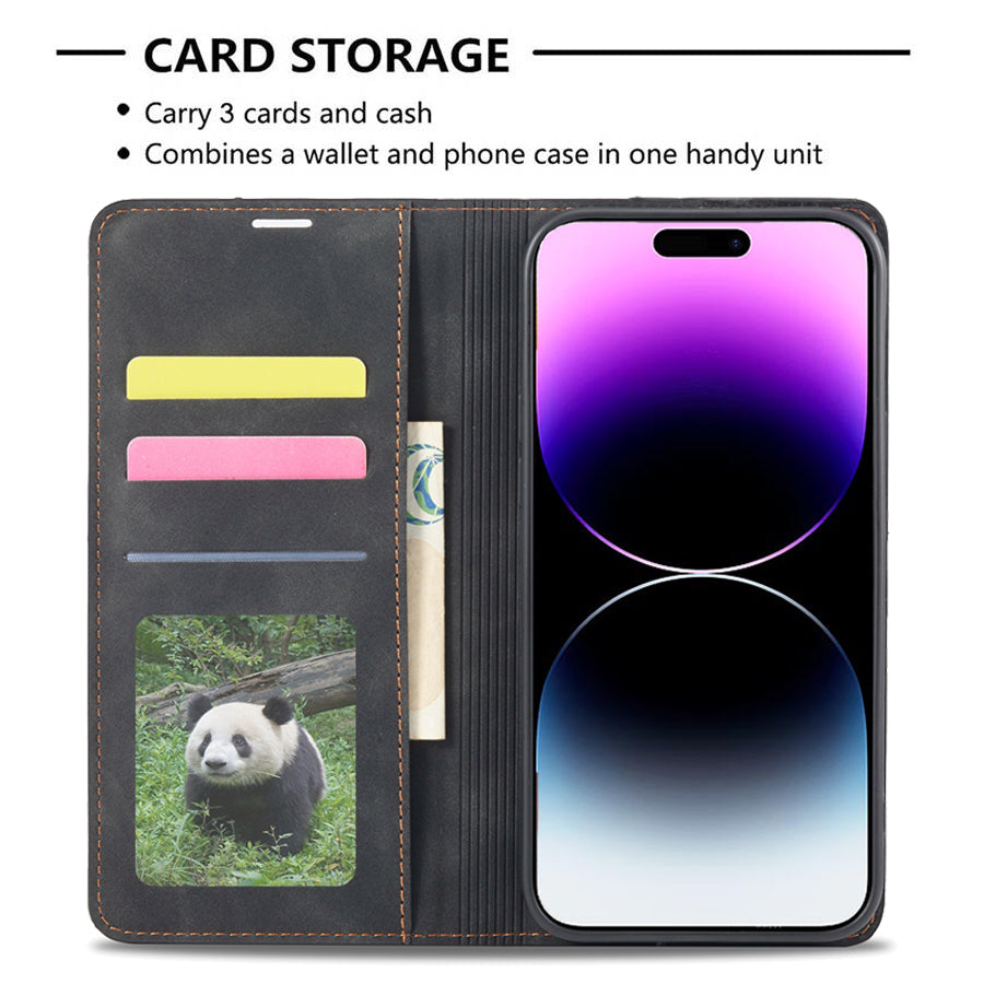 Thin Suede Leather Wallet iPhone Case – Flip Cover with Strong Magnet, Card Holder, and Premium Protection for iPhone Models