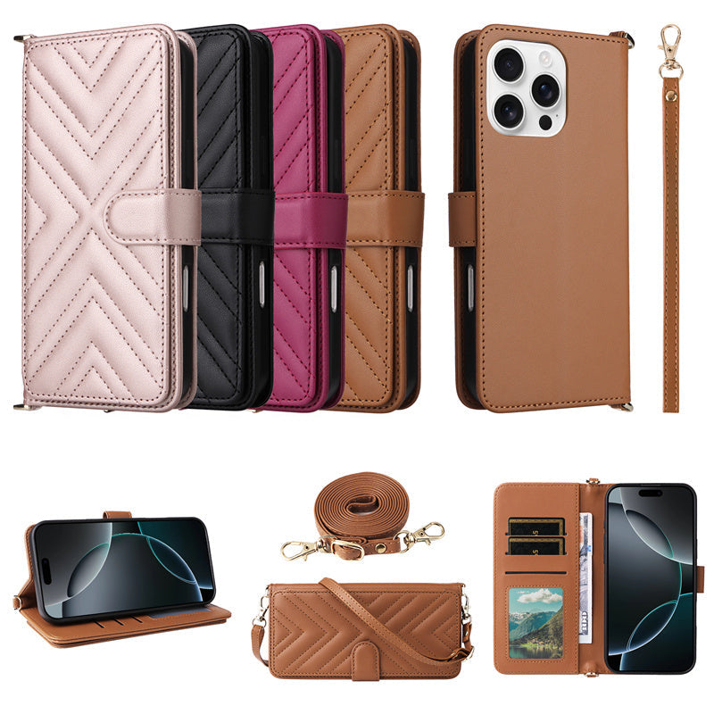 Luxury Crossbody Wallet iPhone Case – Fashion Shoulder Strap, Magnetic Closure, Card Holder and Premium Protection for iPhone