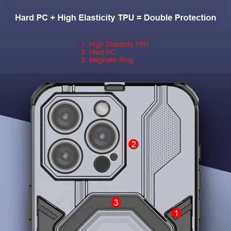 KEYSION MagSafe Shockproof iPhone Case – Ring Stand with Camera Protection, Durable Phone Cover for iPhone Models