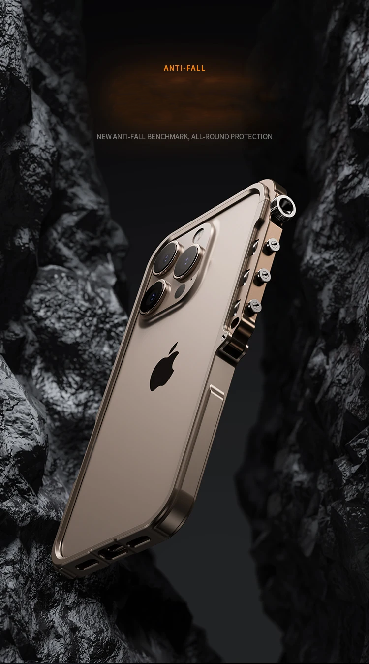 Luxury Aluminum Alloy Armor Frame iPhone Case – 360° Mechanical Metal Bumper for iPhone Models, Durable and Stylish Design