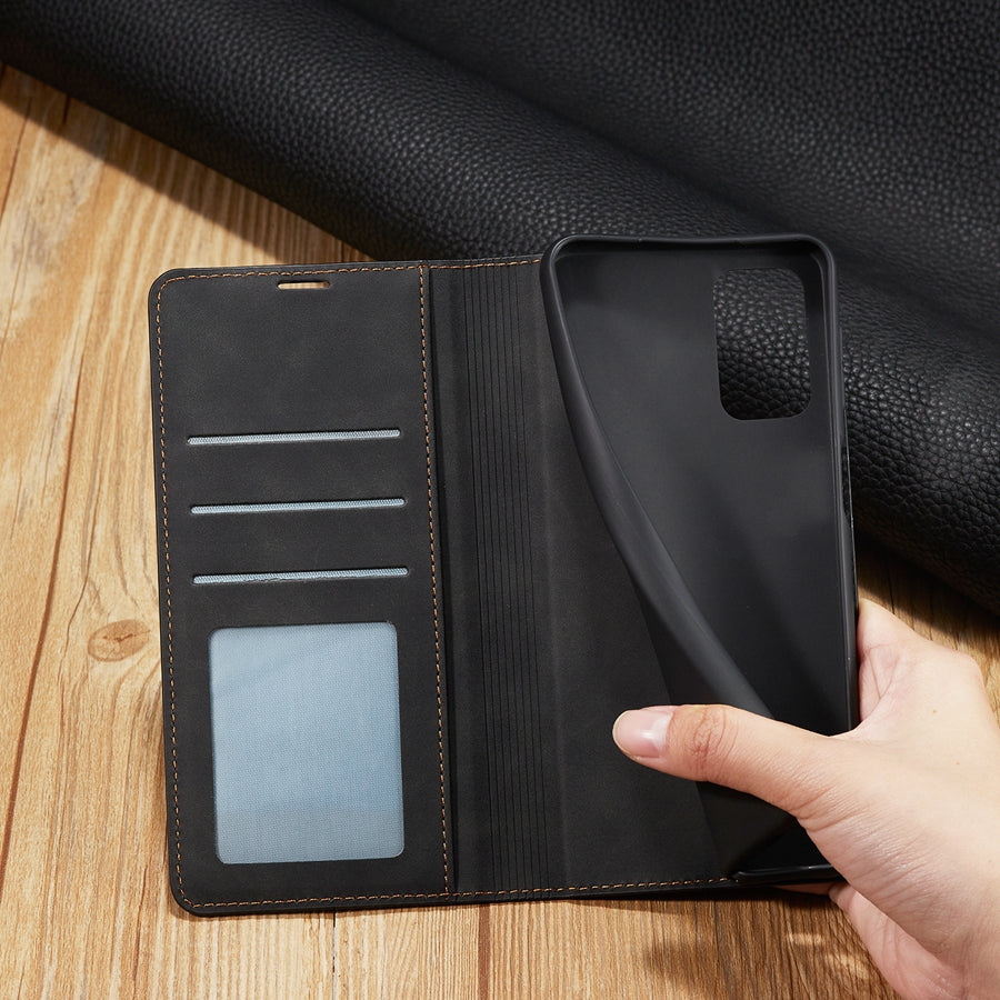Thin Suede Leather Wallet iPhone Case – Flip Cover with Strong Magnet, Card Holder, and Premium Protection for iPhone Models