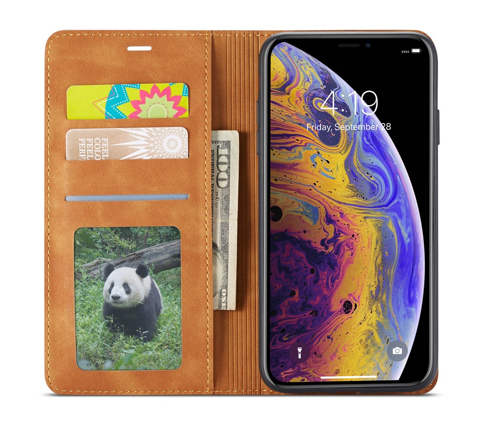 Thin Suede Leather Wallet iPhone Case – Flip Cover with Strong Magnet, Card Holder, and Premium Protection for iPhone Models