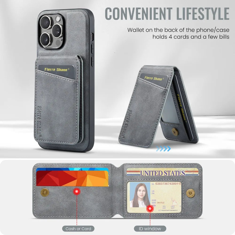 Luxury 2-in-1 Detachable Wallet iPhone Case – Magnetic Card Holder, MagSafe Compatible, Shockproof Protection, Premium Leather Cover for iPhone Models