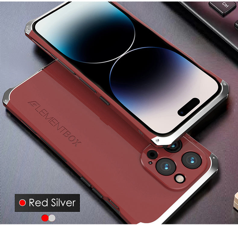 Luxury Aluminum Metal iPhone Case Shockproof Silica Gel Back Cover Anti-Collision Strip Durable Protection for iPhone Models