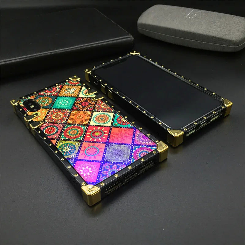 Luxury Glitter Retro Flower Phone Case – Bling & Stylish Protection for iPhone Models Durable, Fashionable for Women