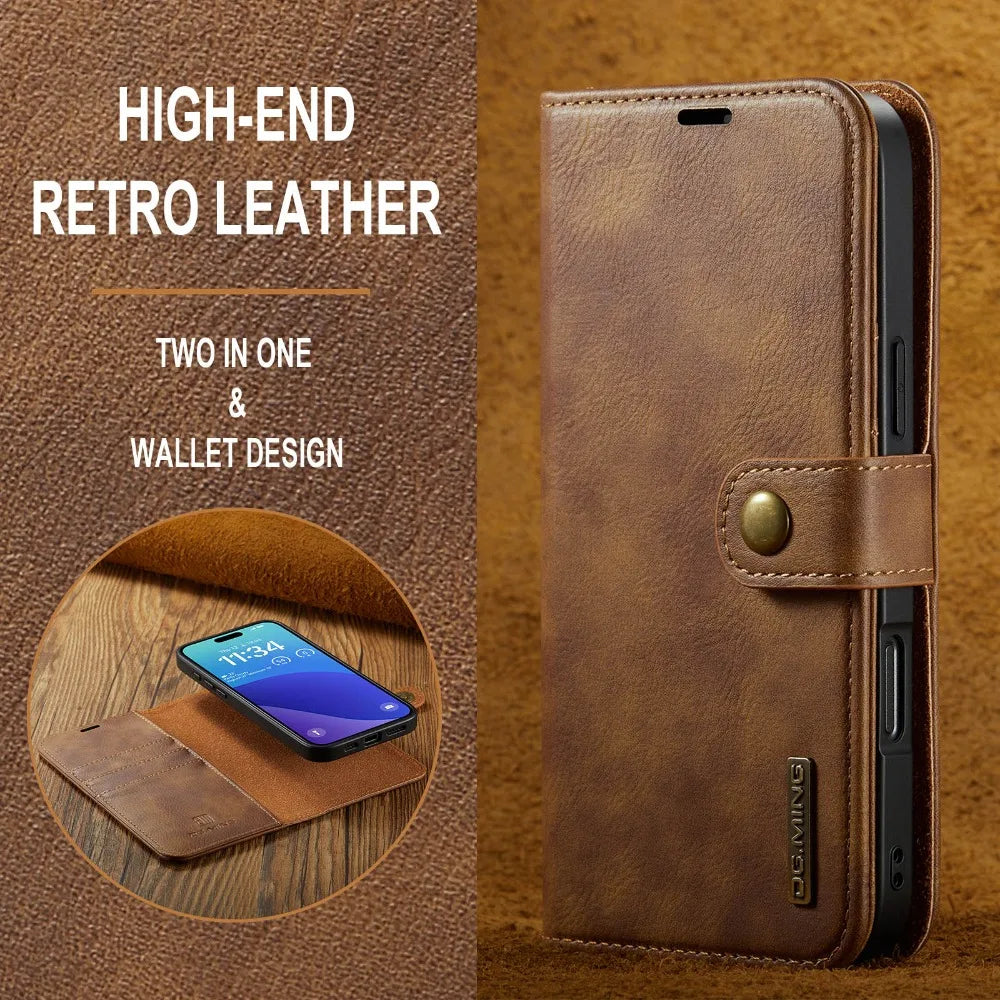 Premium Detachable Magnetic Leather Wallet iPhone Case – Card Holder, and Stylish Flip Cover for Secure and Convenient Use