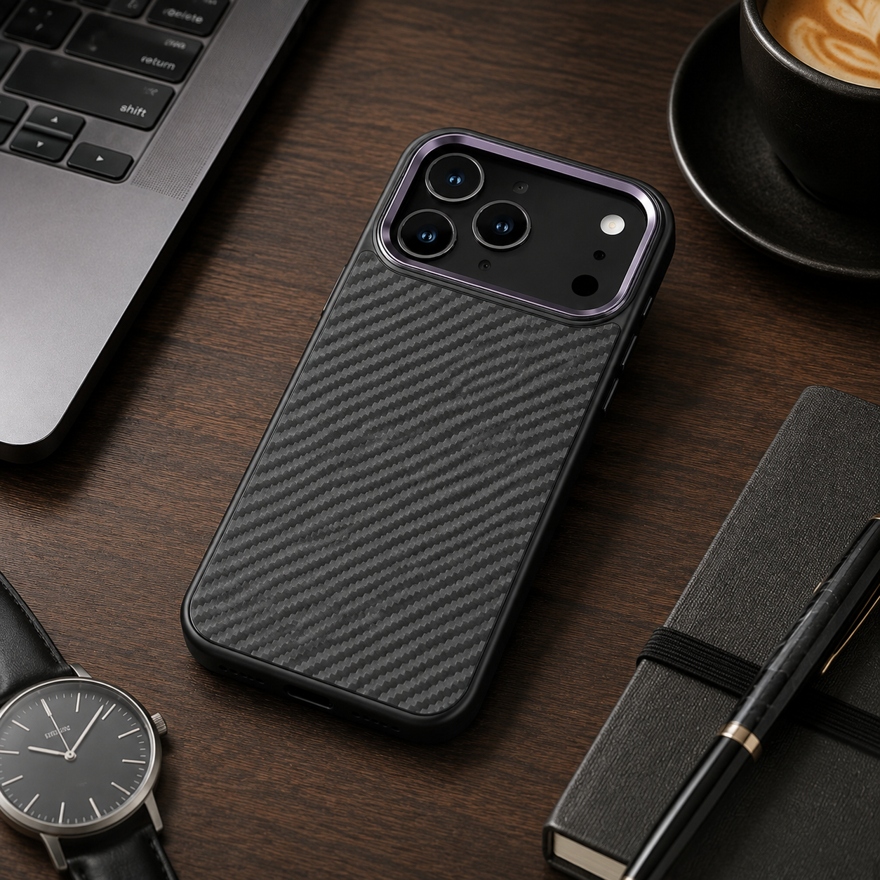 Premium iPhone Case Real Aramid Fiber Magnetic Protective Cover MagSafe Compatible Wireless Charging Ultra Thin Scratch Resistant Full Coverage
