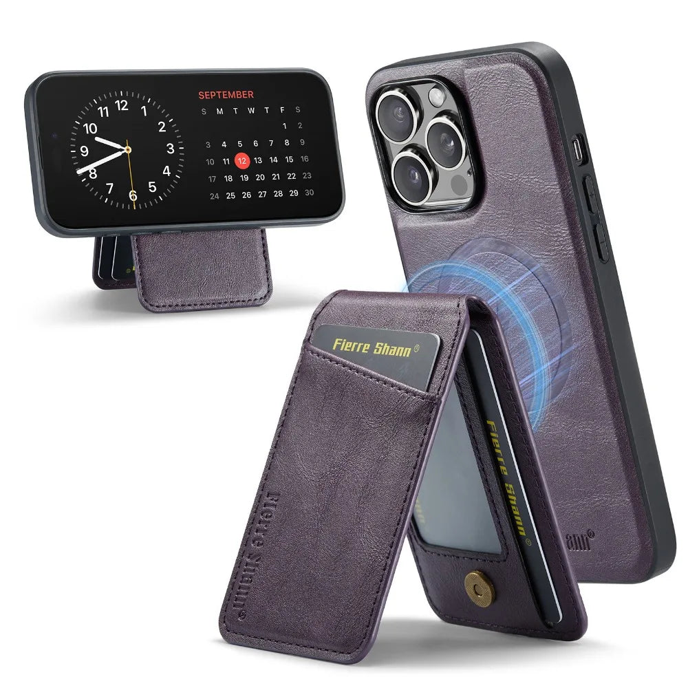 Luxury 2-in-1 Detachable Wallet iPhone Case – Magnetic Card Holder, MagSafe Compatible, Shockproof Protection, Premium Leather Cover for iPhone Models